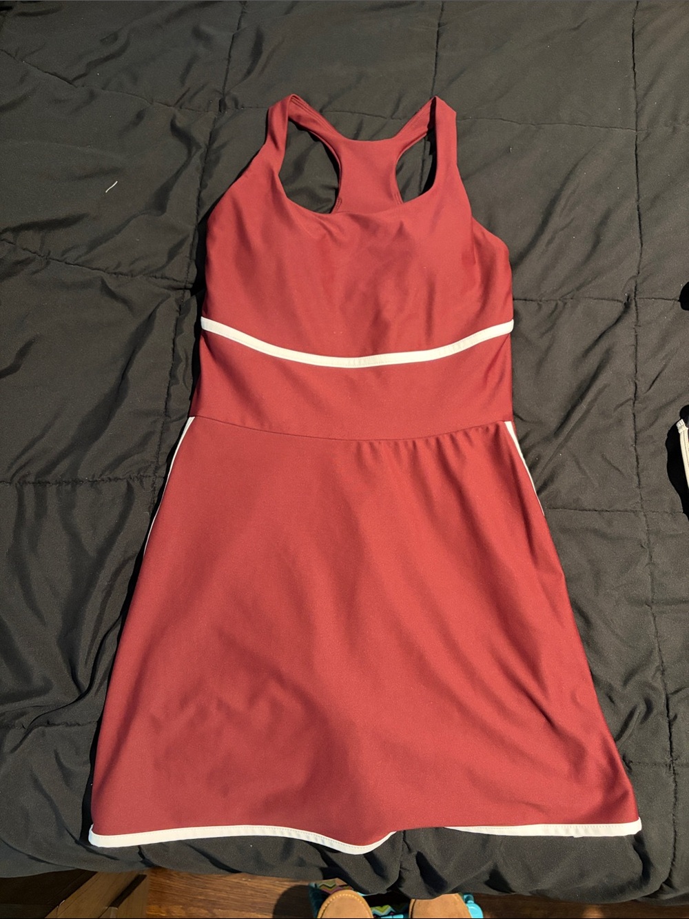 Women’s Athletic Dress in Burgundy with White Trim